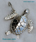 argentium silver green sea turtle necklace pendant or bracelet charm