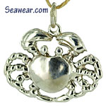 argentium silver sea shore crab charm necklace pendant