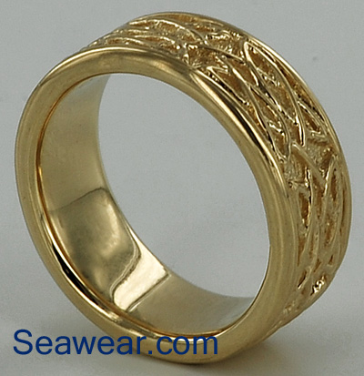 Celtic wedding band after fine shell tumbling