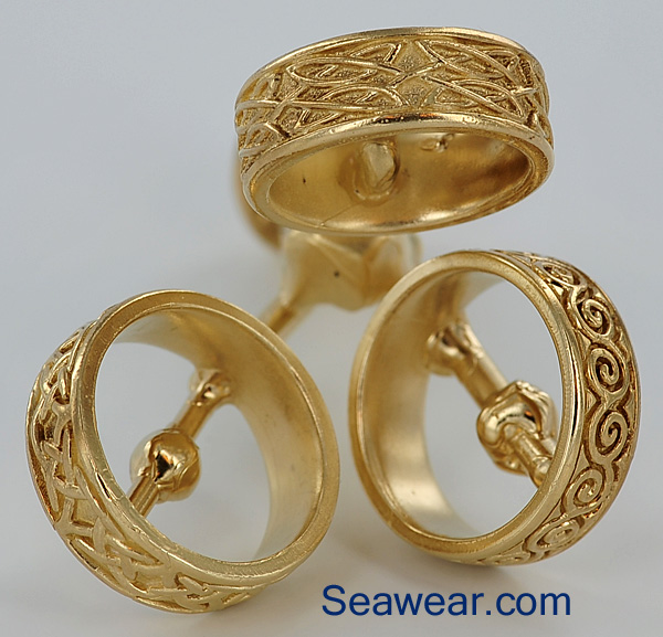 Celtic wedding bands cast in gold