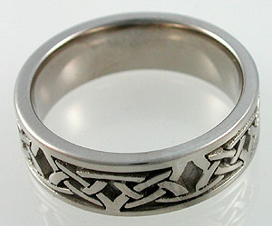 Celtic wedding band in white gold