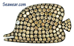18kt gold and diamond tang fish brooch