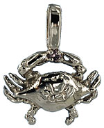 white gold maryland blue crab necklace pendant with pink diamond