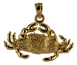 14kt gold medium sized crab necklace pendant