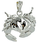 14kt white gold crab jewelry pendant charm