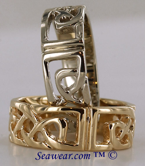 14kt white and yellow gold Celtic band rings