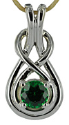 14kt white gold Celtic love knot pendant with 1/2ct gem quality Tsavorite
