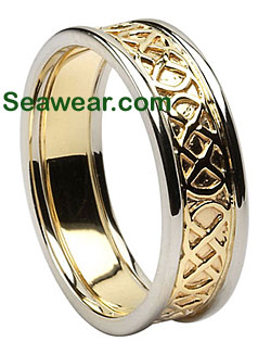 two tone gold Celtic love knot wedding ring