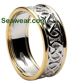 two tone gold Celtic love knot wedding band