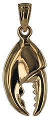 14kt 3D Maine Lobster Claw jewelry charm