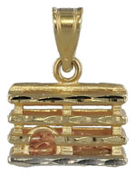 gold lobster trap with lobster inside jewelry pendant