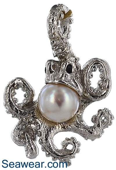 white gold octopus guarding pearl treasure