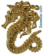 sea horse pendant with flowing mane in 14kt gold