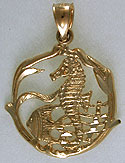 sea horse scene jewelry pendant