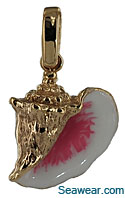 14k enamel conch shell necklace pendant