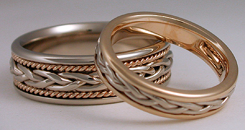 braided and woven gold and platinum wedding bands and rings