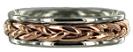 platinum and 18kt rose gold hand woven wedding band