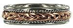 18kt rose gold and platinum hand woven wedding ring