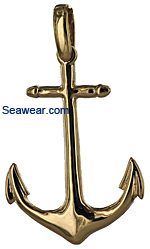 gold polished Navy Admiralty anchor necklace pendant
