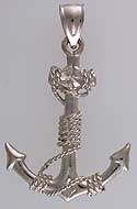14k white gold fouled anchor jewelry