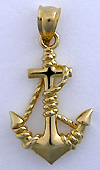 14kt 3D small fouled anchor