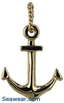 small traditional anchor necklace with twisted nautical bail