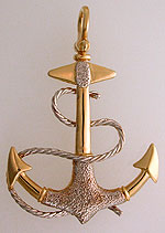 14kt salty two tone anchor pendant