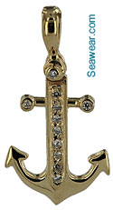 14kt gold and diamond anchor with swivel shackle bail necklace charm pendant