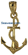 small 14k gold fouled anchor necklace pendant