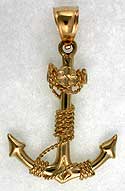 nautical anchor sharpened flukes gold charm