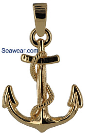 solid gold navy anchor pendant