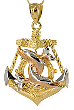 gold anchor with rose gold dolphins
