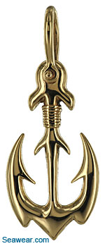 gold tribal anchor with shackle bail