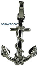 white gold fouled anchor jewelry pendant
