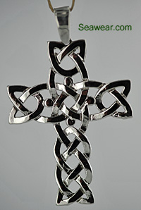 extra large heavy silver Celtic Cross necklace jewelry