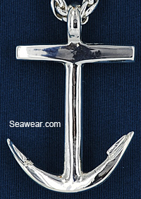 argentium silver navy anchor necklace pendant