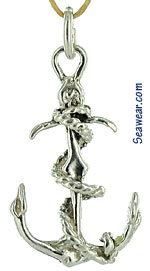 argentium silver fouled boat anchor charm