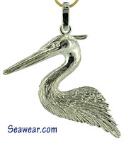 Argentium silver 935 great heron necklace pendant