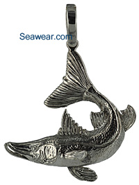 argentium silver snook fish necklace pendant jewelry