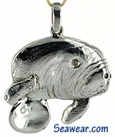 argentium silver manatee jewelry pendant