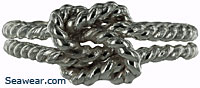 true lovers knot ring in twisted argentium silver wire