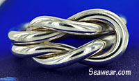 10 gauge square reef knot ring in Argentium Silver 935