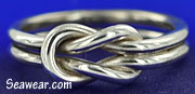 14 gauge Argentium silver square reef knot, lovers  knot, sailers love knot ring