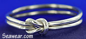 Argentium silver square reef knot, lovers knot, sailor's love knot ring