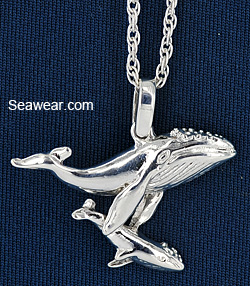 mother and baby humpback whale necklace