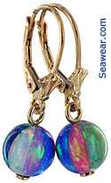 created opal beach ball earrings