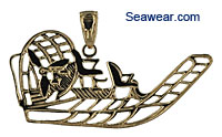 14k airboat jewelry necklace pendant
