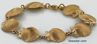 gold fantail scallop shell bracelet