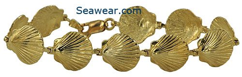 14k gold fantail scalloop shell bracelet