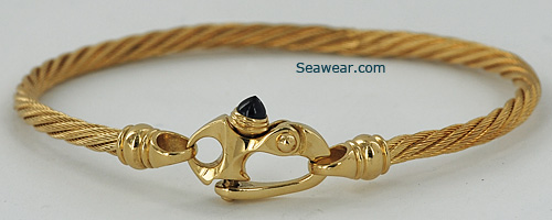 14kt gold 3mm Guy Beard TMI cable bracelet with mariner clasp